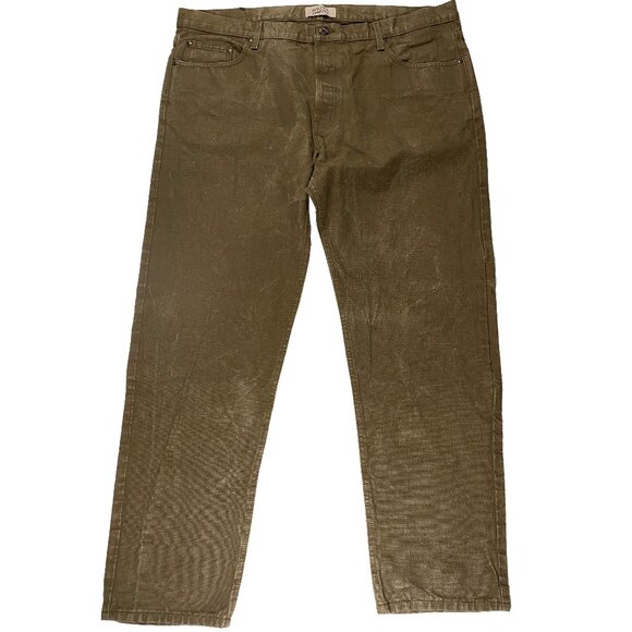 Naked & Famous Easy Guy Raw Cotton Canvas - Olive 14oz Denim Size 44x32 - Picture 1 of 12